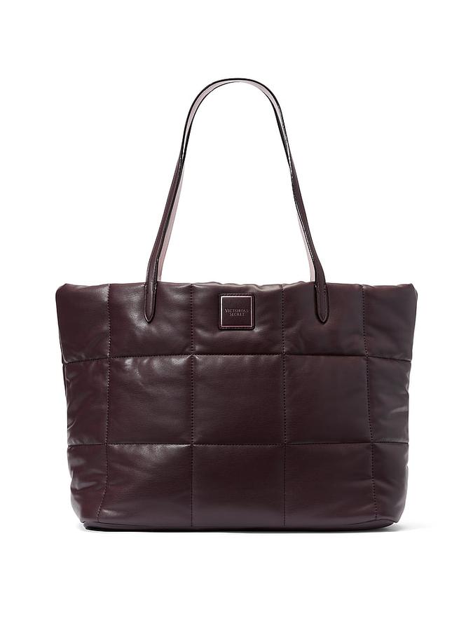 The Victoria Quilted Puffer Tote Brown image number 0
