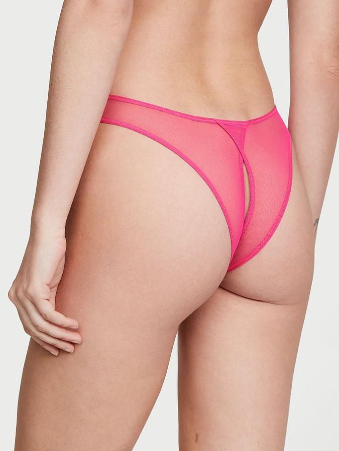 Shimmer Heart Embroidery Open-Back Brazilian Panty image number 1
