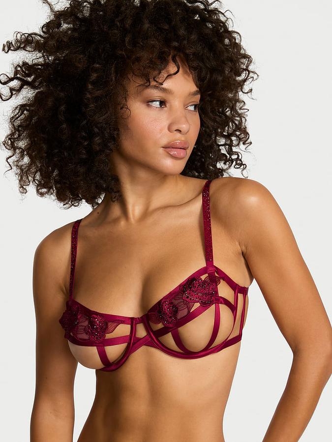 Scarlet Rose Shine Open-Cup Balconette Bra