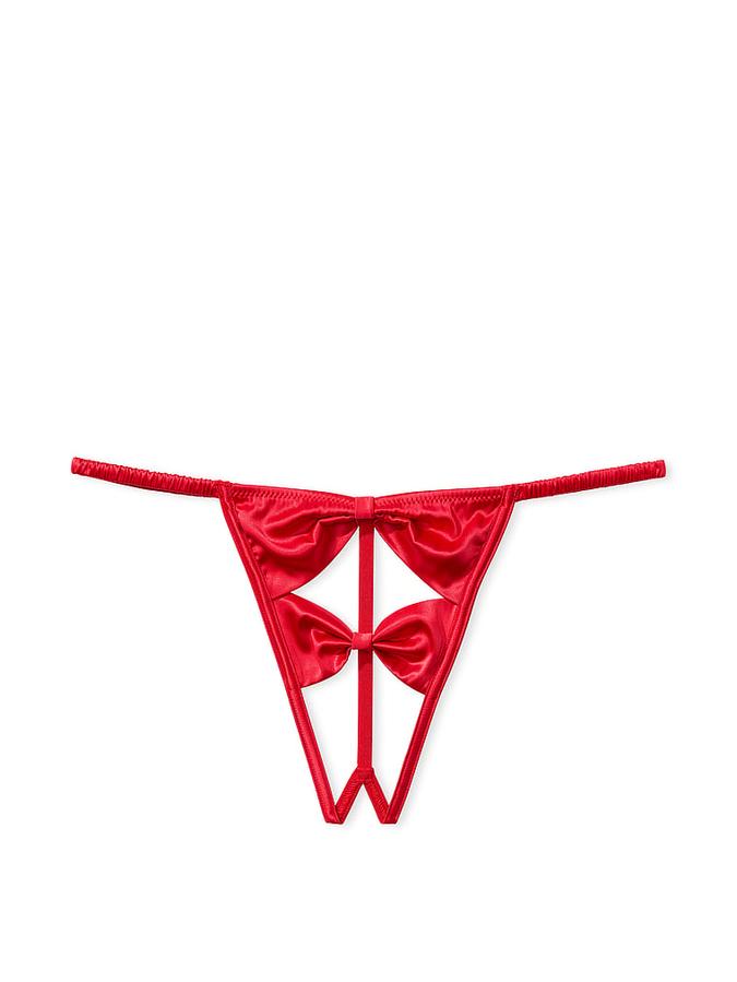 Crotchless Satin Bow V-String Panty image number 2