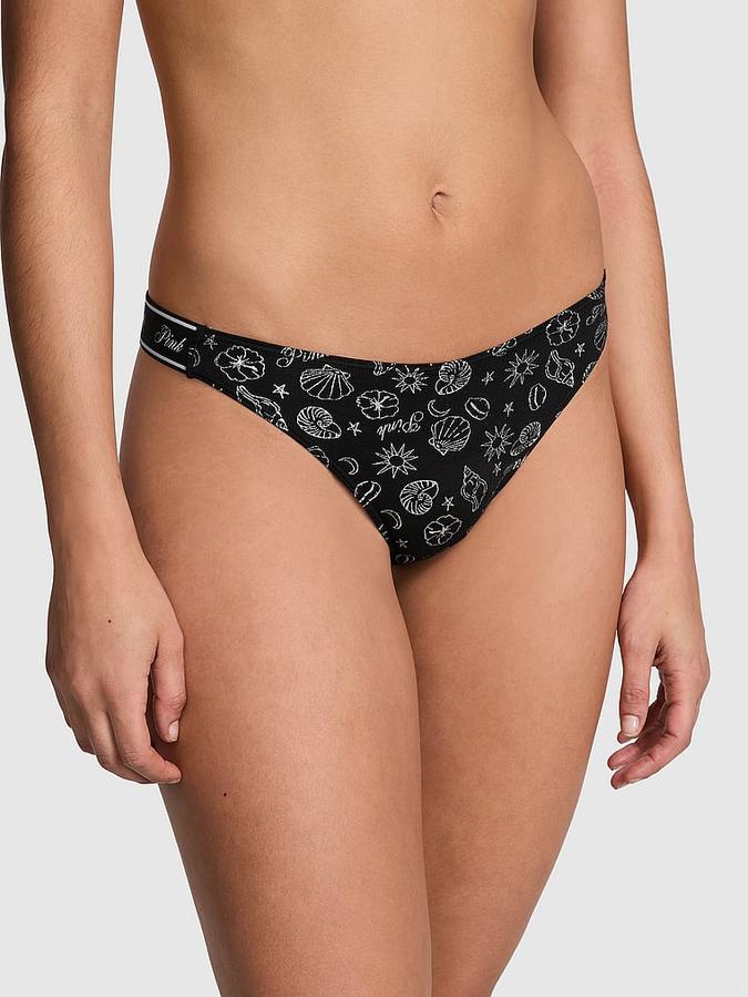 Logo Cotton High-Leg Thong Panty