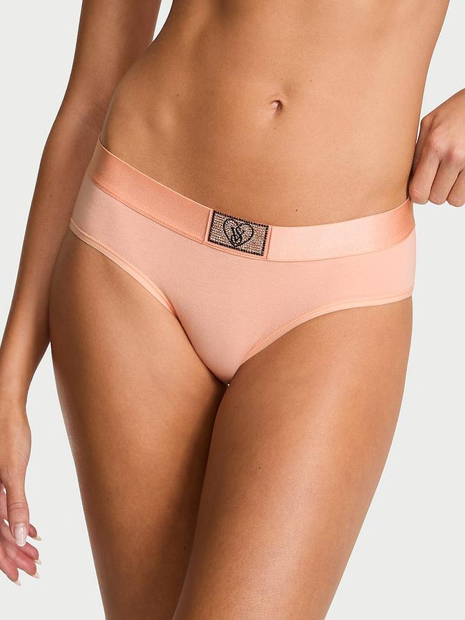 Logo Cotton Heart Shine Patch Hiphugger Panty