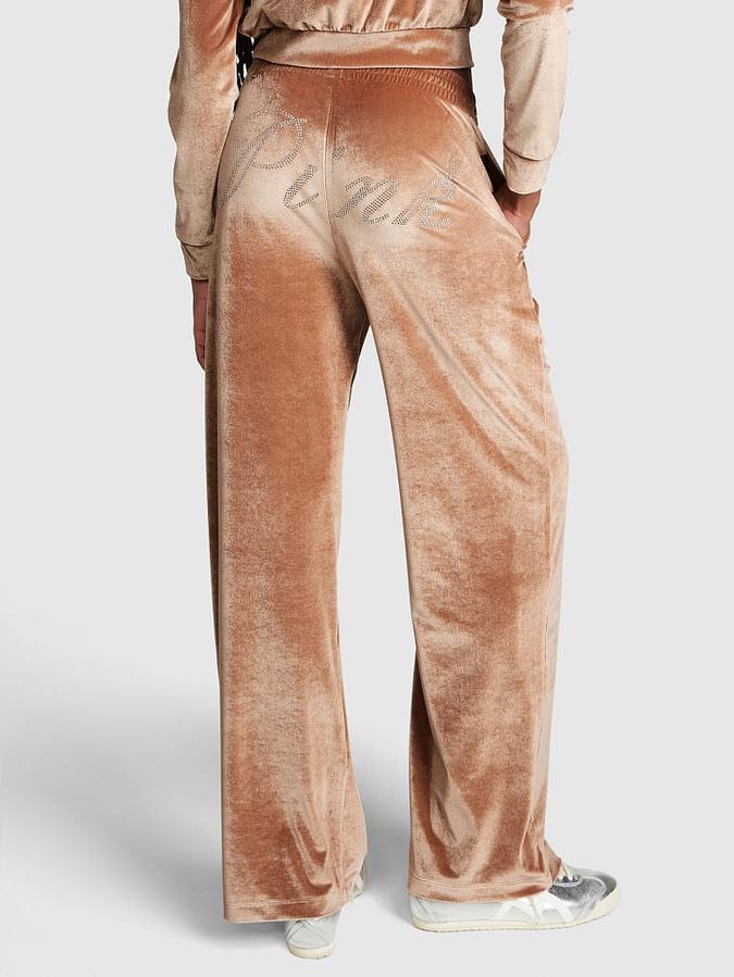 Velour Shine Logo Wide-Leg Pants image number 1