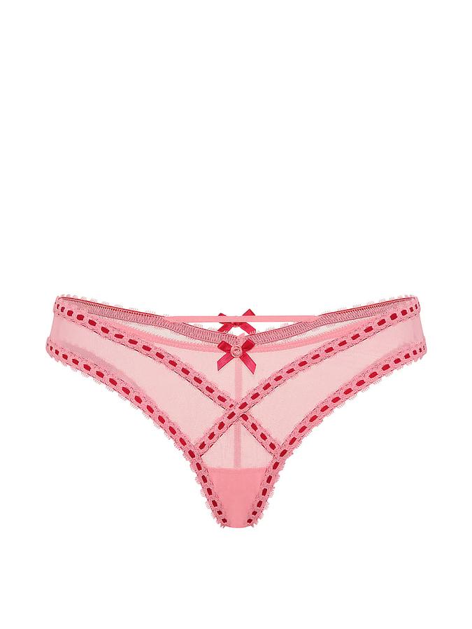Ribbon Slot Mesh Brazilian Panty image number 2