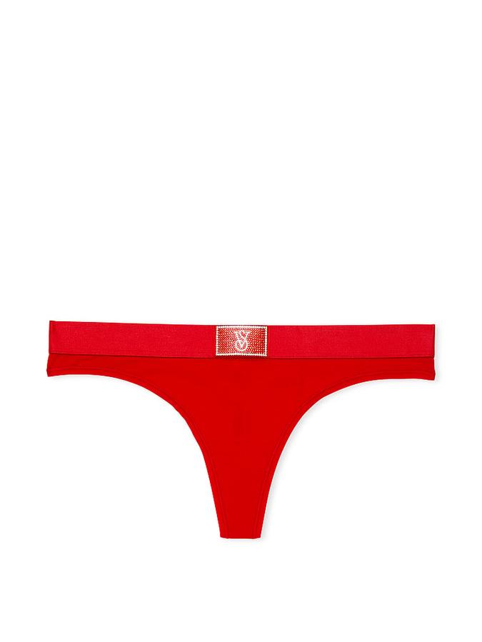 Logo Cotton Shine Patch Thong Panty