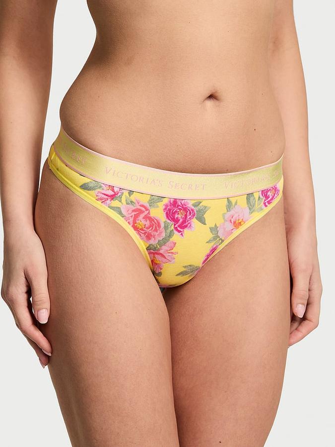 Logo Cotton Thong Panty image number 0