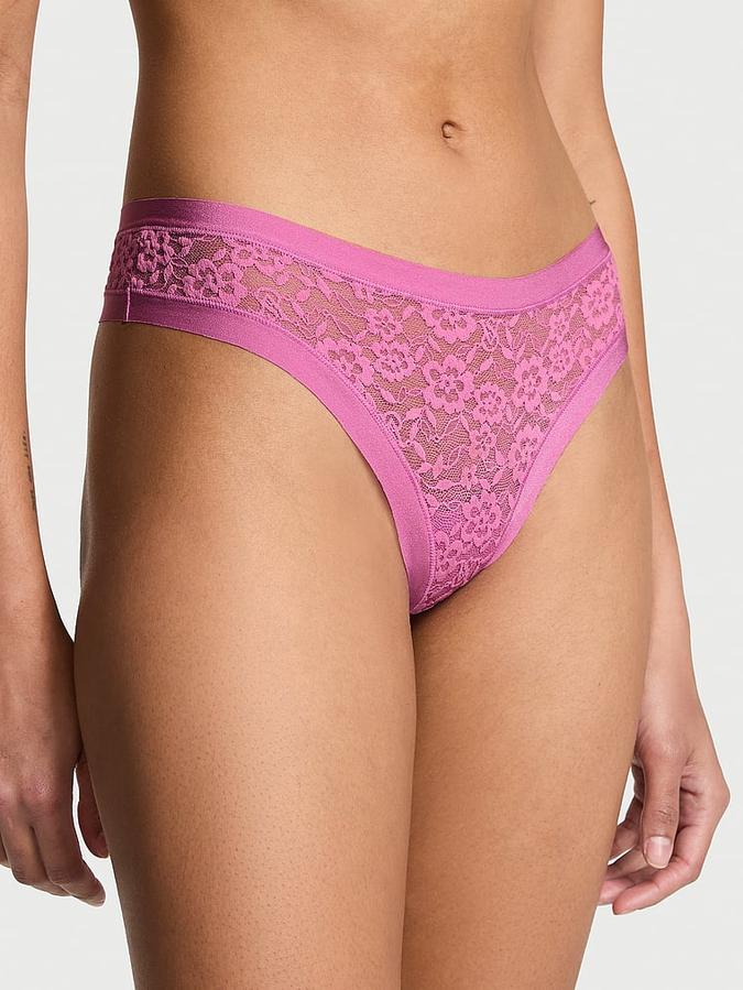 No-Show Lace Thong Panty image number 0