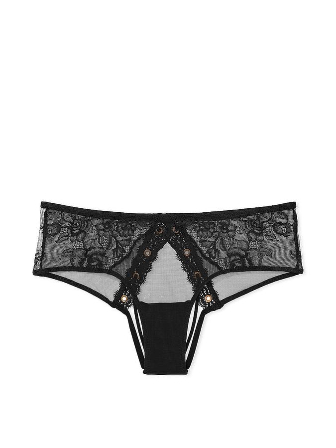 Rose Lace & Grommet Open-Back Cheeky Panty image number 2