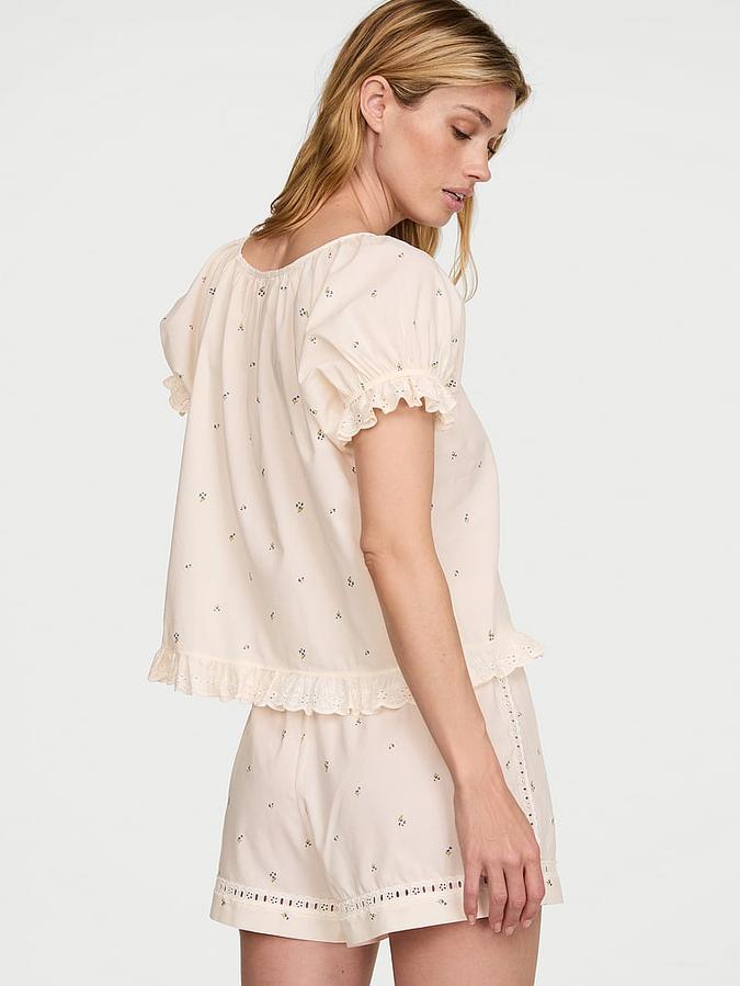 Cotton Dream Puff-Sleeve Short Pajama Set