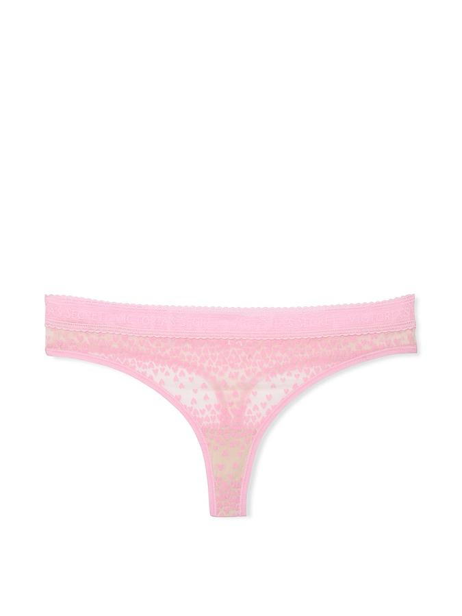 Logo Flocked Hearts Thong Panty image number 1