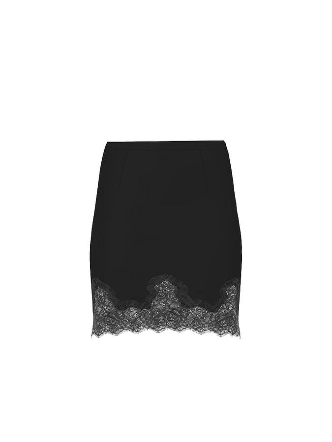 Satin Lace-Trim Skirt image number 2