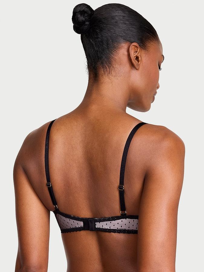 Heritage Dot Mesh Lace-Trim Push-Up Bra