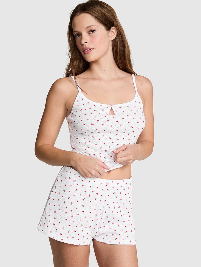 Cotton Heart Pointelle Sleep Shorts image number 0