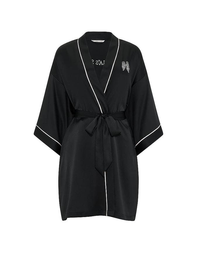 Signature Satin Short Piped Robe image number 3