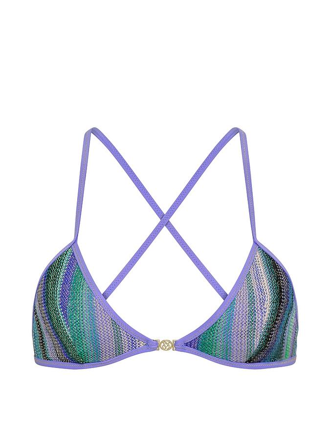 Shimmer Stripe Knit Triangle Bikini Top image number 2