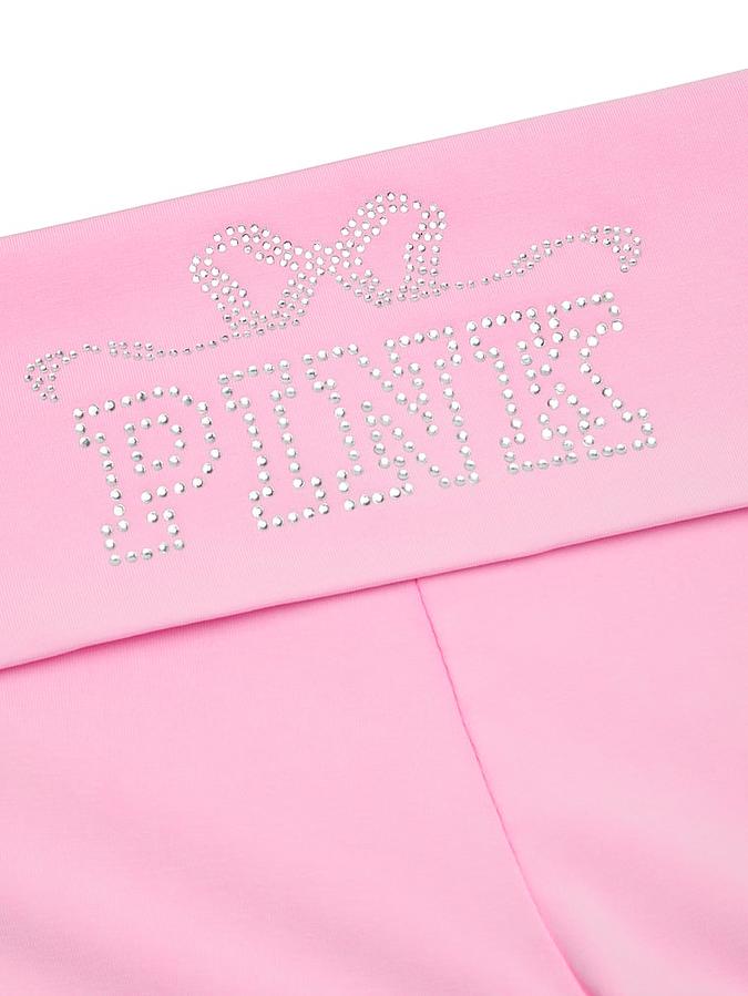 PINK x LoveShackFancy Cotton Foldover Flare Leggings image number 3