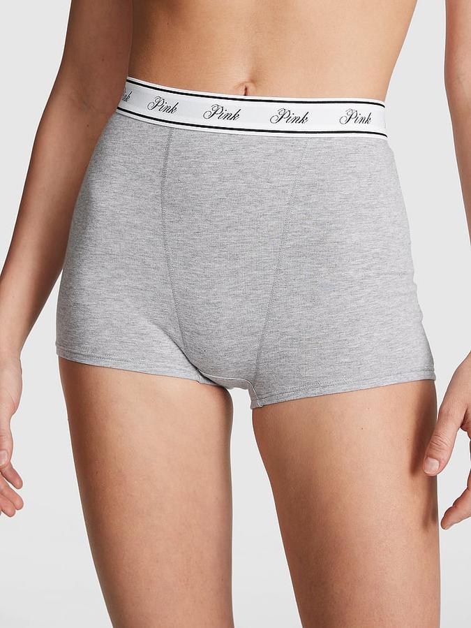 Logo Cotton High-Waist Boyshort Panty