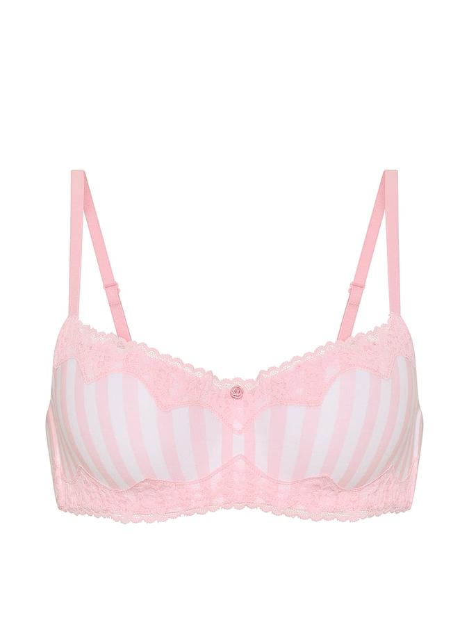 Cotton Lace-Trim Lightly Lined Balconette Bra image number 2