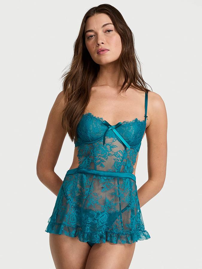 Wicked Unlined Rose Lace Apron Set image number 0