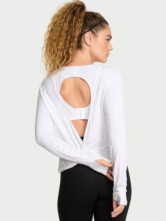 VSX Drapey Knit Long-Sleeve Open-Back Tee