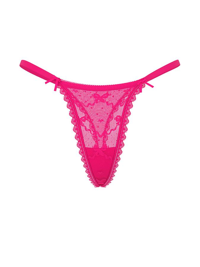 Bow Lace Mesh String Thong Panty image number 2