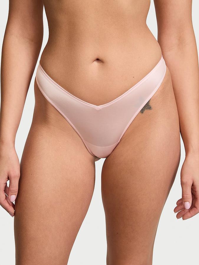 Smooth Strappy-Back High-Leg Thong Panty