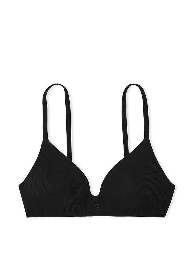 Lightly Lined Wireless Micro-Ribbed Cotton Bra image number 0