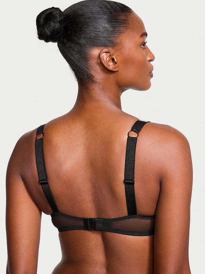 Shine Strap Unlined Low-Cut Lace Demi Bra image number 1