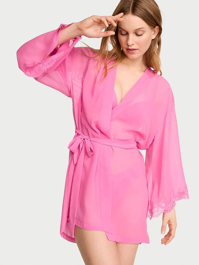 Chiffon & Lace Short Robe